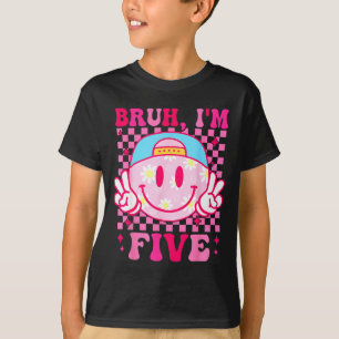 Camiseta Bruh Cumplo Cinco 5 Cumpleaños Niñas Groovy 5 Años