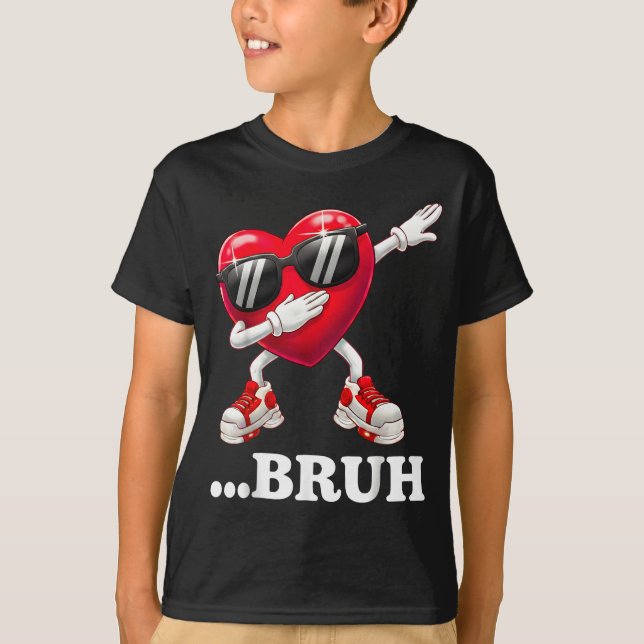 Camiseta Bruh Dabbing Heart Funny Kids Boys Mens Valentine  (Anverso)