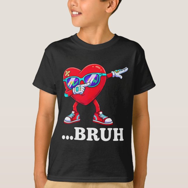 Camiseta Bruh Dabbing Heart Funny Kids Boys Mens Valentine  (Anverso)