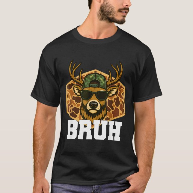 Camiseta Bruh Deer Funny Deer Hunting Camo Hat Youth Teens  (Anverso)