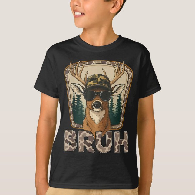 Camiseta Bruh Deer Hunter Funny Deer Hunting Camo Men Teens (Anverso)