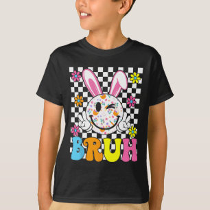 Camiseta Bruh Easter Day Funny Bunny Eggs Groovy Smile Face