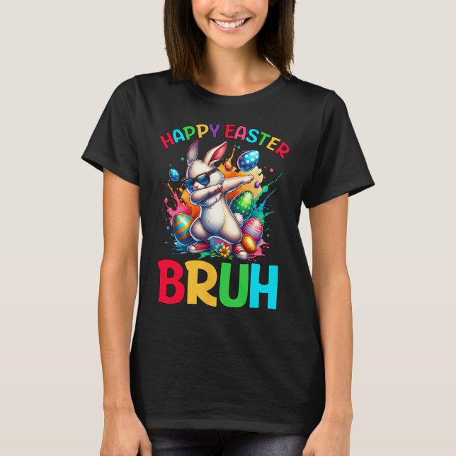 Camiseta Bruh Easter Eggs Adolescentes Niños Conejo de Pasc (Anverso)