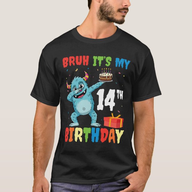 Camiseta Bruh es mi 14to cumpleaños Halloween Monster Dab P (Anverso)