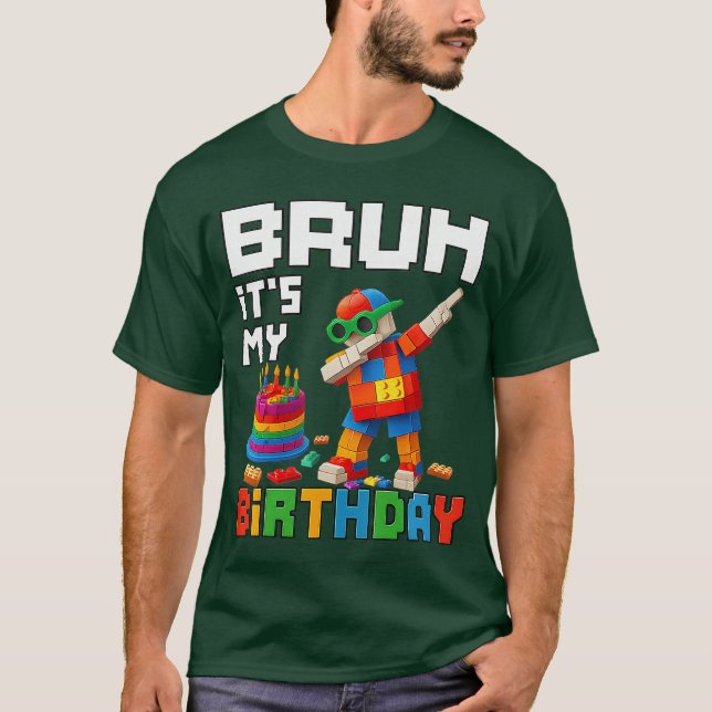 Camiseta Bruh Es Mi Cumpleaños Maestro Constructor Bloque L (Anverso)
