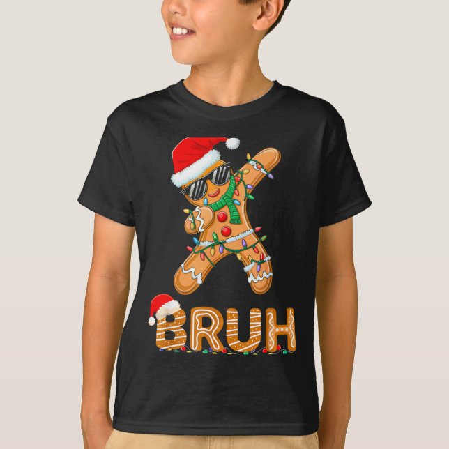 Camiseta Bruh Funny Christmas Gingerbread Man Teens Boys Ki (Anverso)