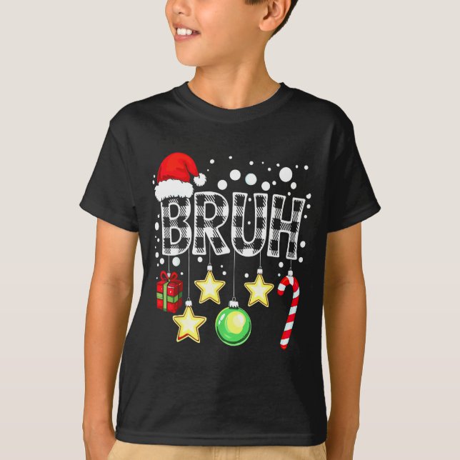 Camiseta Bruh Funny Christmas Kids Buffalo Plaid Xmas  (Anverso)