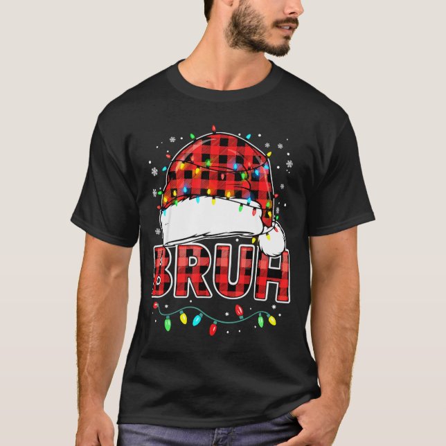 Camiseta Bruh Funny Santa Hat Lights Christmas  (Anverso)