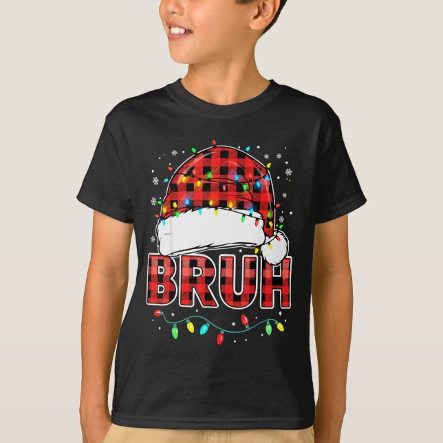 Camiseta Bruh Funny Santa Hat Lights Christmas  (Anverso)