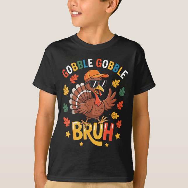 Camiseta Bruh Funny Thanksgiving Turkey Gobble Shirt Boys G (Anverso)
