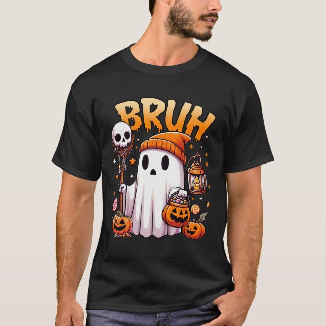 Camiseta Bruh Ghost Halloween Trick O Trampa De Fantasma Cu (Anverso)