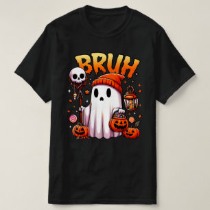 Camiseta Bruh Ghost Halloween Trick O Trato De Fantasma Cut