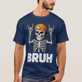 Camiseta Bruh Halloween Esqueleto Rock On para Hombres Chic