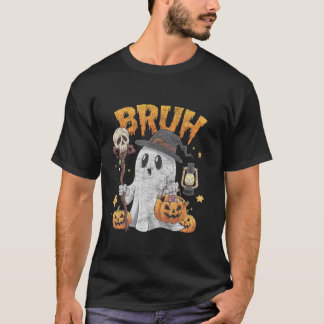 Camiseta Bruh Halloween Triste Fantasma O Trata A Candy Kid