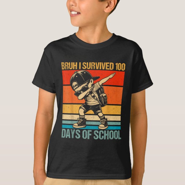 Camiseta Bruh I Sobrevivió A 100 Días De Escuela Dabbing Bo (Anverso)