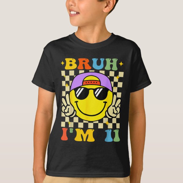 Camiseta Bruh I'm 11 Years Old Purple Birthday Boys 11th Bi (Anverso)