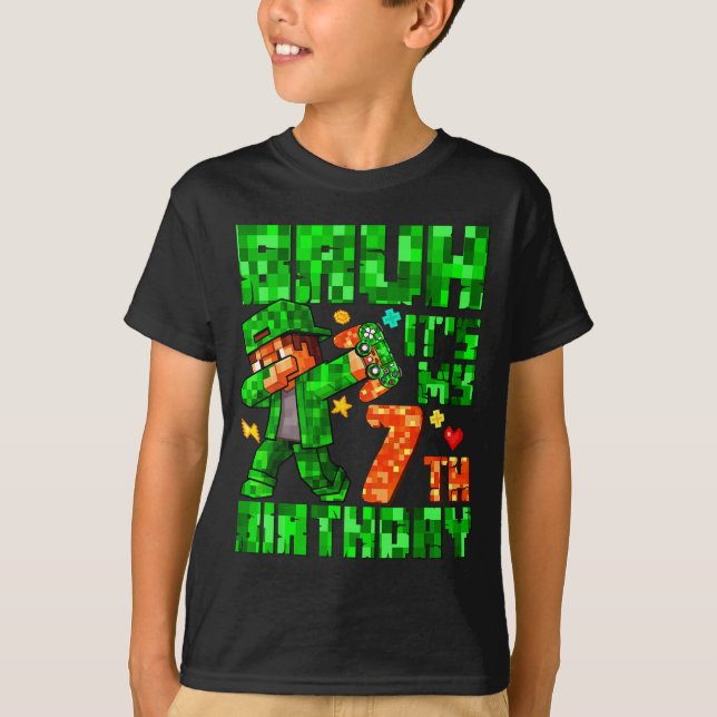Camiseta Bruh It's My 7th Birthday Boy Game Xel 7 Years Old (Anverso)