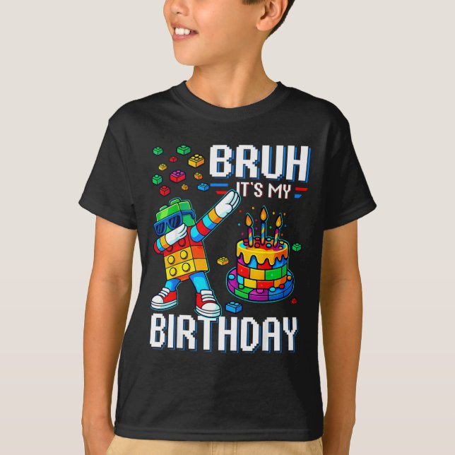 Camiseta Bruh Its My Birthday Master Builder Dabbing Blocks (Anverso)