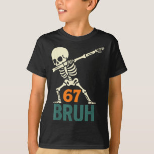 Camiseta Bruh Meme de Halloween Números Seis Siete Esquelet
