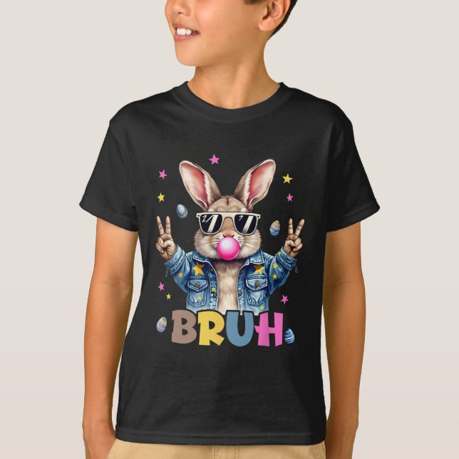 Camiseta Bruh Meme Easter Day Gracioso Bunny Eggys Adolesce (Anverso)