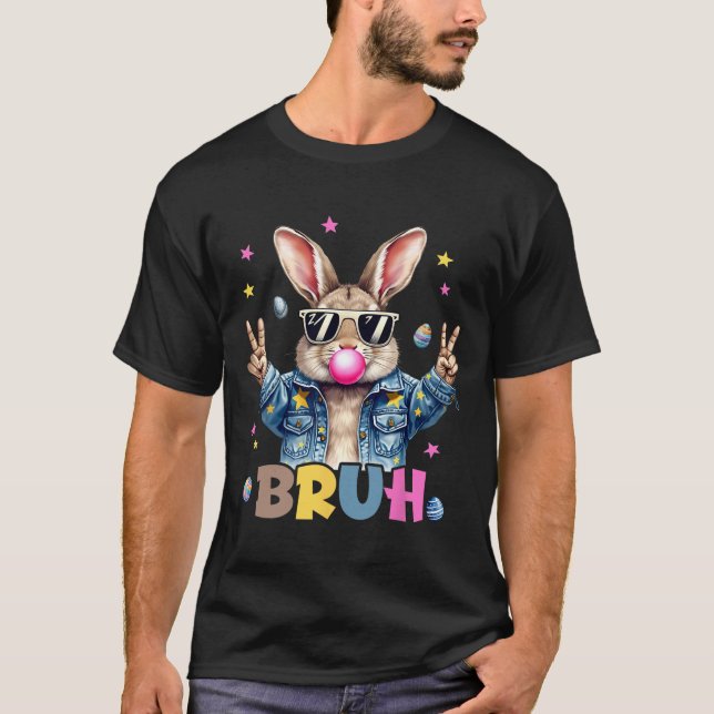Camiseta Bruh Meme Easter Day Gracioso Bunny Eggys Adolesce (Anverso)