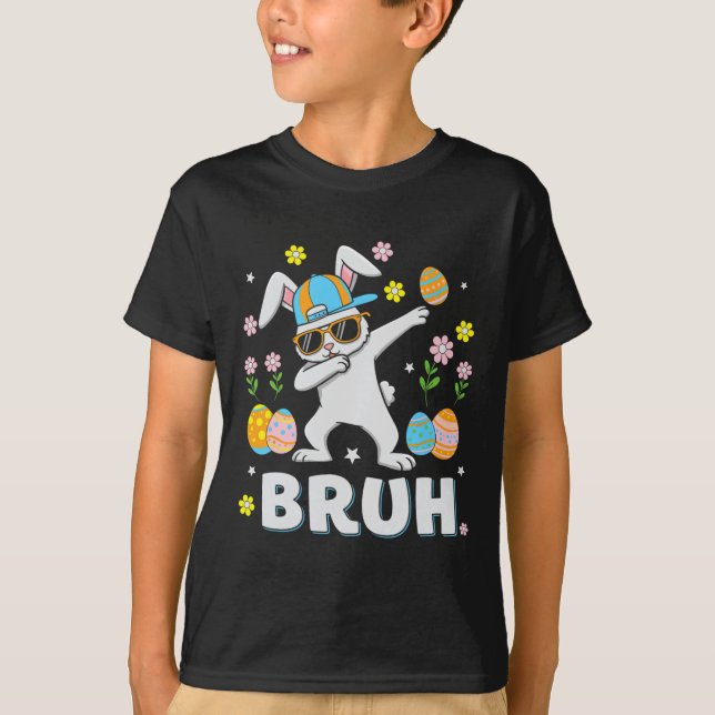 Camiseta Bruh Meme Easter Day Gracioso Dabbing Bunny Eggys  (Anverso)