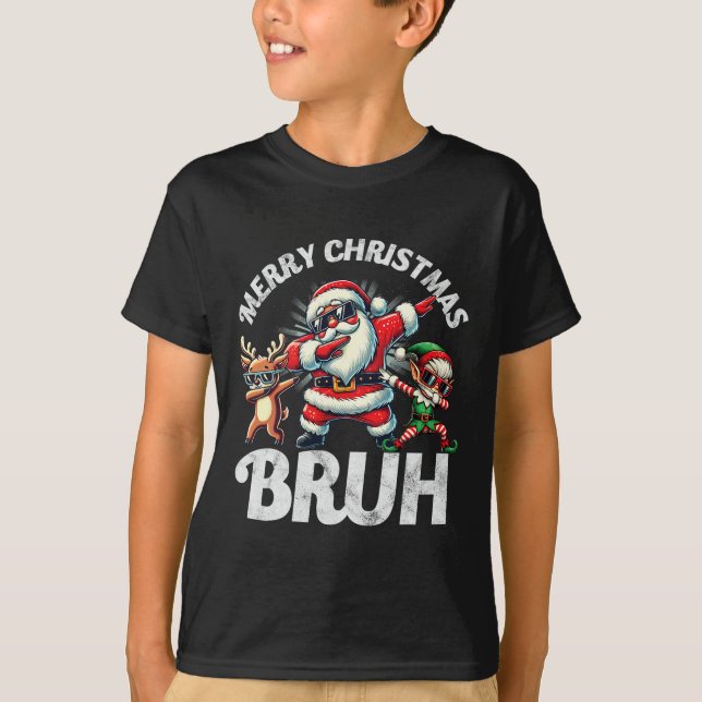 Camiseta Bruh Meme Santa Dabbing A Través De Los Navidades  (Anverso)