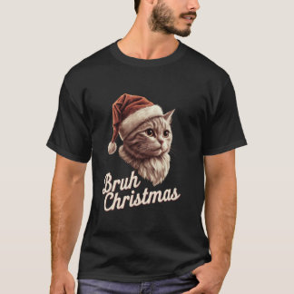 Camiseta Bruh Navidades Retro 70 Gatos Gatitos Santa Hats C