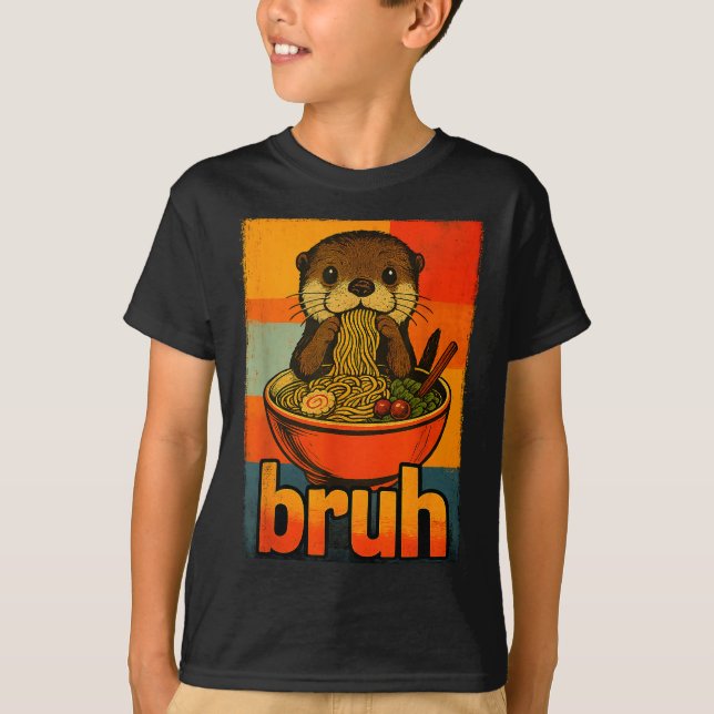 Camiseta Bruh Otter Eating Japanese Ramen Noodles Men Women (Anverso)