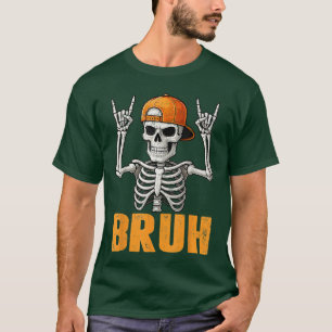 Camiseta Bruh Punk Rock Esqueleto Rocker Genial Halloween H
