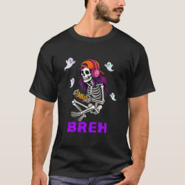 Camiseta Bruh Skeleton Gamer Halloween Juegos Niños
