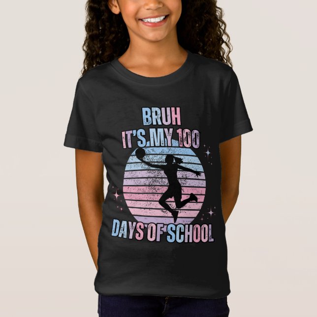 Camiseta bruh son mis 100 días de escuela amantes del básqu (Anverso)