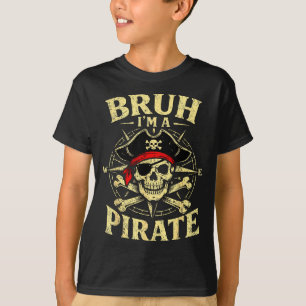 Camiseta Bruh una brújula de cráneo de pirata huesos cruzad