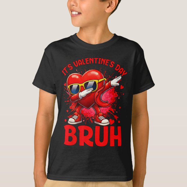 Camiseta Bruh Valentines Day Boys Kids Funny Heart Valentin (Anverso)