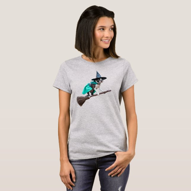 Camiseta Bruja adorable de Boston Terrier (Anverso completo)