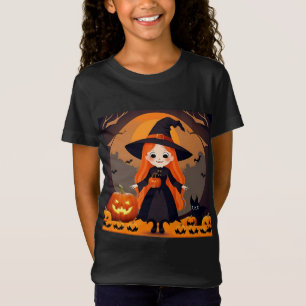 Camiseta Bruja adorable en un entorno de Halloween con cala
