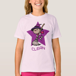 Camiseta bruja adorable montando escoba