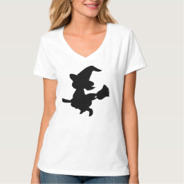 Camiseta Bruja adorable montando una escoba Silueta
