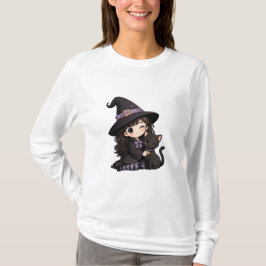 Camiseta Bruja adorable y gato negro