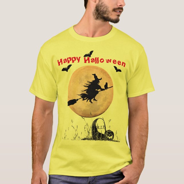 Camiseta Bruja amarilla de Halloween (Anverso)