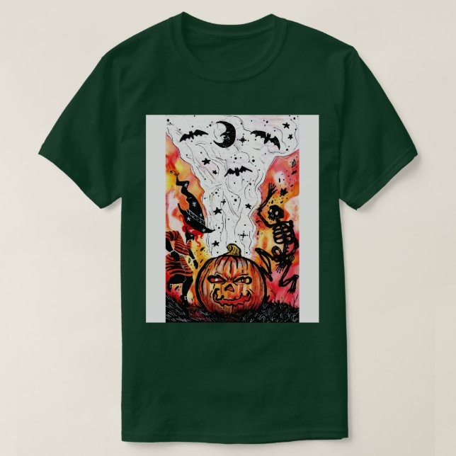 Camiseta Bruja bailarina y esqueleto espeluznante (Diseño del anverso)