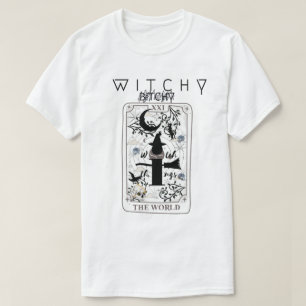 Camiseta Bruja básica bruja mágica tarjeta de tarot negra