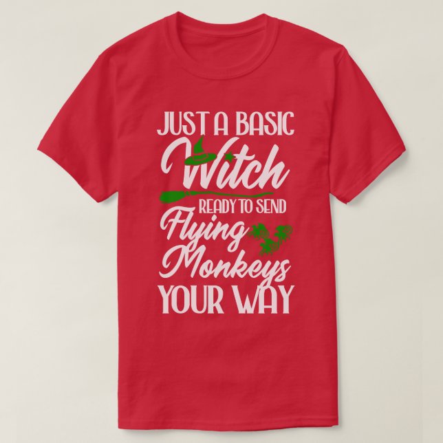 Camiseta Bruja básica con monos voladores (Diseño del anverso)