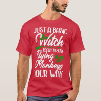 Camiseta Bruja básica con monos voladores