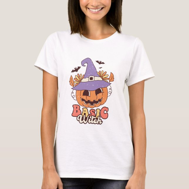 Camiseta Bruja básica retro - Halloween (Anverso)