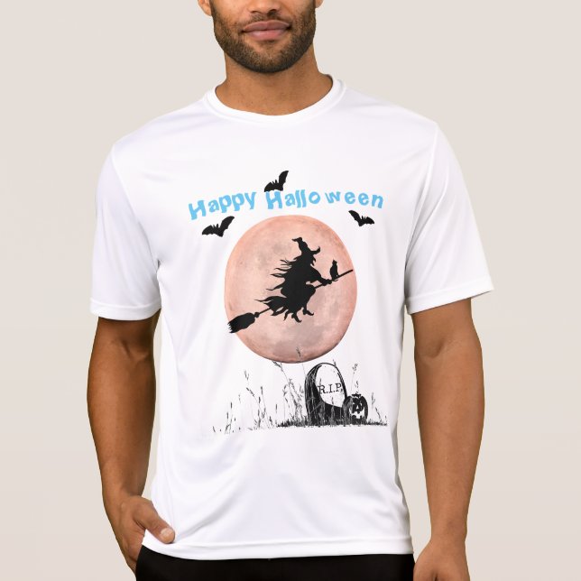 Camiseta Bruja blanca % azul de Halloween (Anverso)
