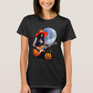 Camiseta Bruja Bonita Rocker Tocando Guitarra Eléctrica con