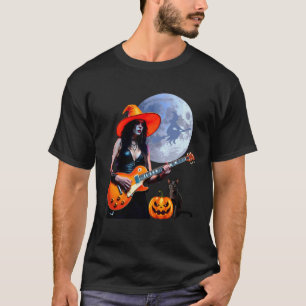 Camiseta Bruja Bonita Rocker Tocando Guitarra Eléctrica con