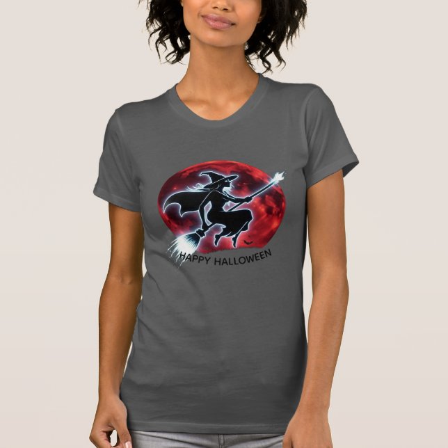 Camiseta Bruja brillante volando Red Moon Tee (Anverso)
