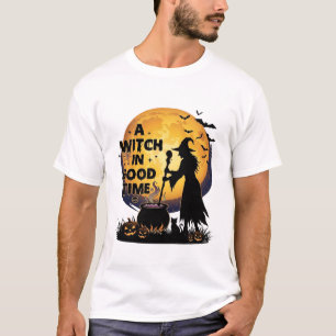 Camiseta Bruja Buen Tiempo Halloween Luna Caldero_1